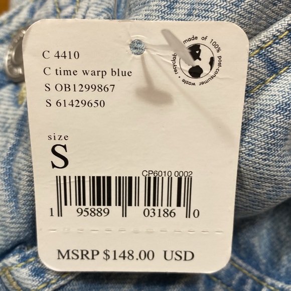 NWT We The Free Denim Overalls Size Small Blue Wide Leg Distressed Lyocell - Picture 10 of 13